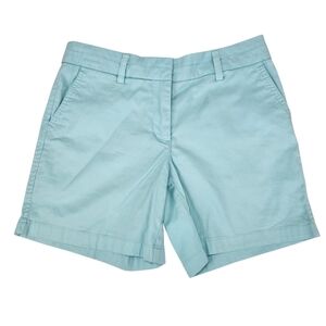 Cambridge Dry Goods Womens Chino Shorts Size 4 Mint Teal Blue Flat Front 6" Ins